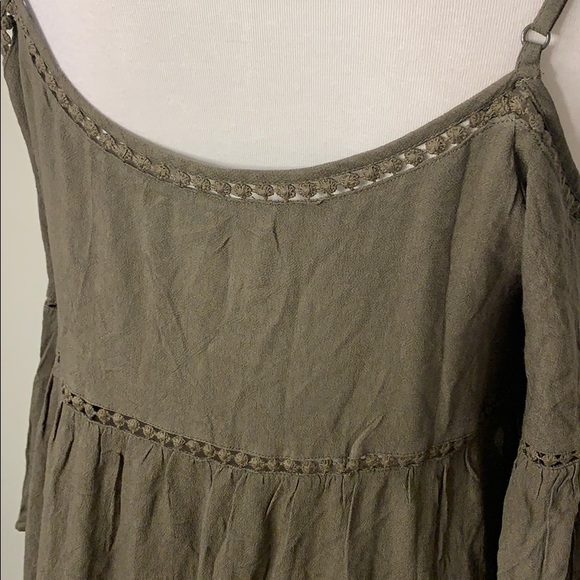 SOPRANO Olive Green Cold Shoulder Boho Dress S - Picture 9 of 11